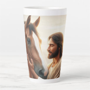 Jesus Comforting a Horse in Heaven Latte Mug