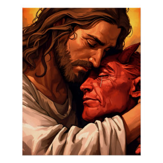 Jesus Comforting Lucifer Poster