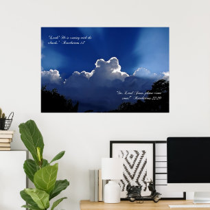 Jesus Coming in the Clouds Inspirational Poster