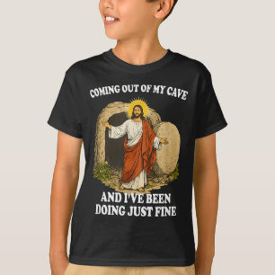 Jesus Coming Out of Cave Christian Faith Trendy T-Shirt