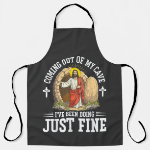 Jesus Coming Out Of My Cave Apron