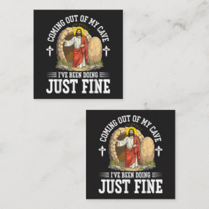 Jesus Coming Out Of My Cave Square Business Card