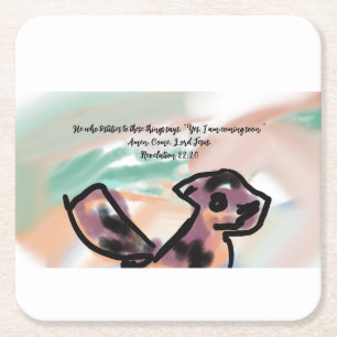 jesus coming square paper coaster