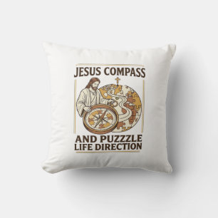 Jesus Compass And Puzzle Life Direction Jesus Comp Cushion