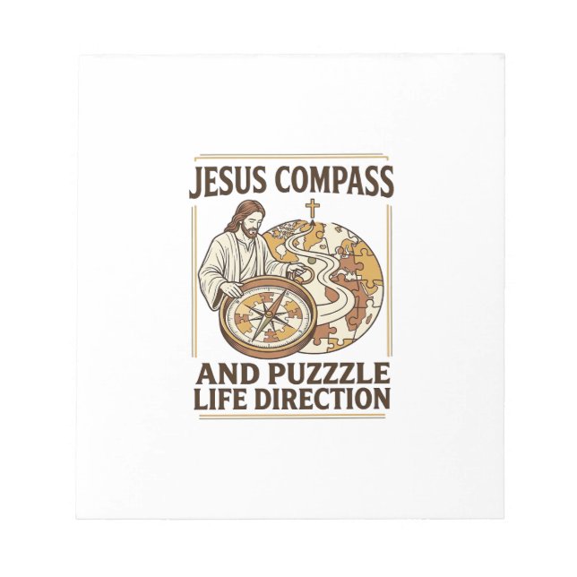 Jesus Compass And Puzzle Life Direction Jesus Comp Notepad (Front)