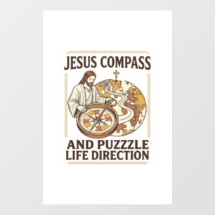 Jesus Compass And Puzzle Life Direction Jesus Comp Window Cling