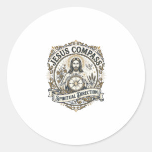 Jesus Compass Spiritual Direction Jesus Compass Sp Classic Round Sticker