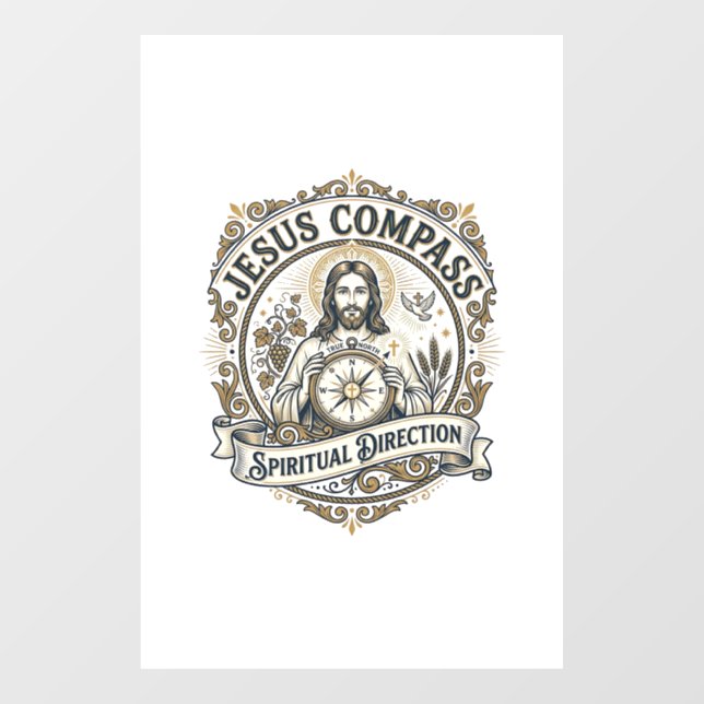 Jesus Compass Spiritual Direction Jesus Compass Sp Window Cling (Sheet)