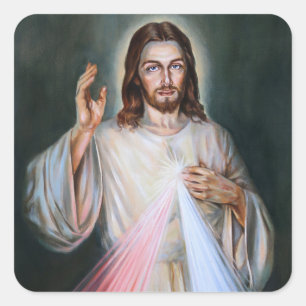 Jesus Compassion Painting Square Sticker