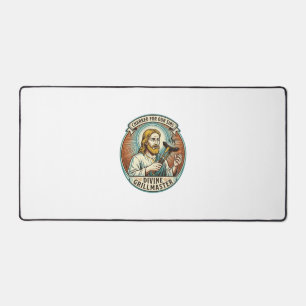 Jesus Completely Burnt Black Hot Dog BBQ Humor_1 Desk Mat