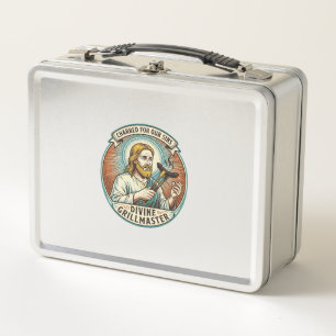 Jesus Completely Burnt Black Hot Dog BBQ Humor_1 Metal Lunch Box