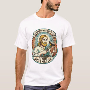 Jesus Completely Burnt Black Hot Dog BBQ Humor_1 T-Shirt