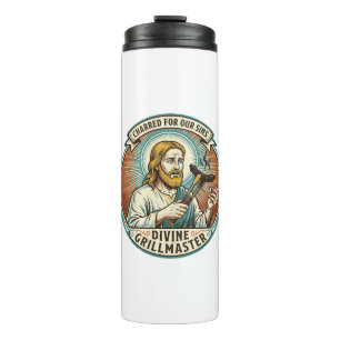 Jesus Completely Burnt Black Hot Dog BBQ Humor_1 Thermal Tumbler