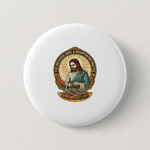 Jesus Completely Deflated Flat Yoga Ball Gym Humou 6 Cm Round Badge