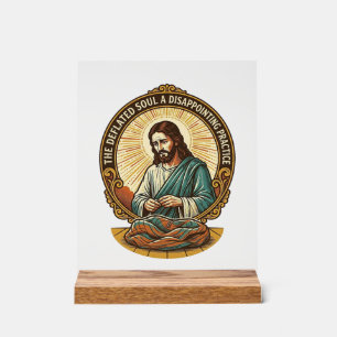 Jesus Completely Deflated Flat Yoga Ball Gym Humou Acrylic Sign