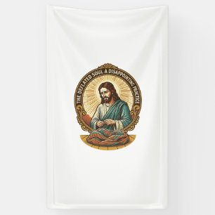 Jesus Completely Deflated Flat Yoga Ball Gym Humou Banner