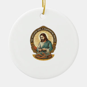 Jesus Completely Deflated Flat Yoga Ball Gym Humou Ceramic Tree Decoration