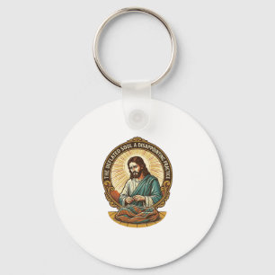 Jesus Completely Deflated Flat Yoga Ball Gym Humou Key Ring
