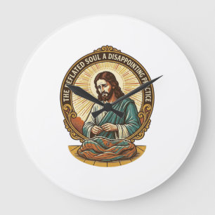 Jesus Completely Deflated Flat Yoga Ball Gym Humou Large Clock