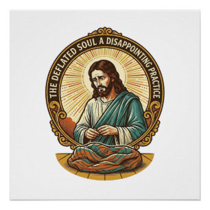 Jesus Completely Deflated Flat Yoga Ball Gym Humou Poster