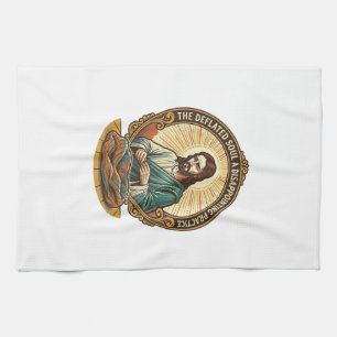 Jesus Completely Deflated Flat Yoga Ball Gym Humou Tea Towel