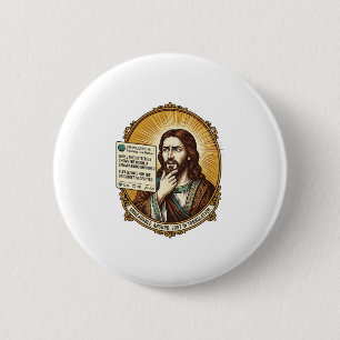 Jesus Confused Auto Translate Post Fail Social Hum 6 Cm Round Badge