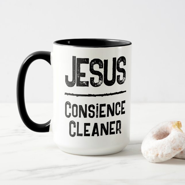 Jesus Conscience Cleaner Christian Faith Statement Mug (With Donut)