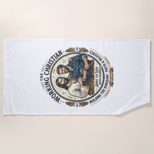 Jesus Construction Trades Shirt Christian Graphic_ Beach Towel