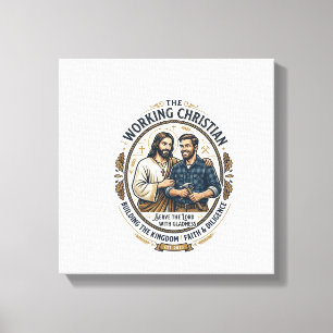 Jesus Construction Trades Shirt Christian Graphic_ Canvas Print