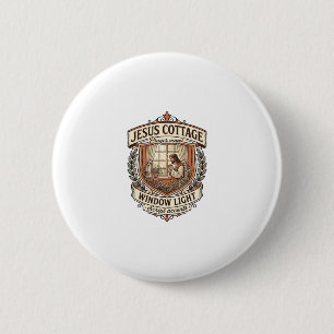 Jesus Cottage Window Light Jesus Cottage Window Li 6 Cm Round Badge