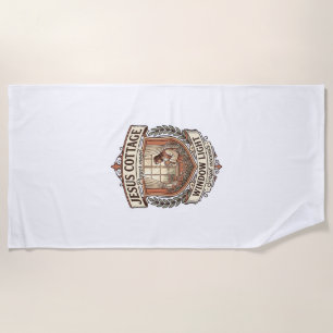 Jesus Cottage Window Light Jesus Cottage Window Li Beach Towel