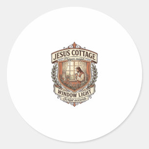 Jesus Cottage Window Light Jesus Cottage Window Li Classic Round Sticker