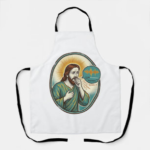 Jesus Coughing Mid Voice Note Audio Message Textin Apron