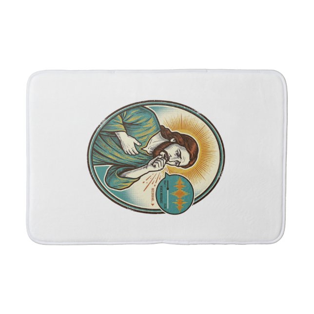 Jesus Coughing Mid Voice Note Audio Message Textin Bath Mat (Front)