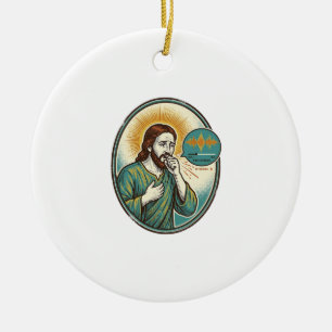 Jesus Coughing Mid Voice Note Audio Message Textin Ceramic Tree Decoration