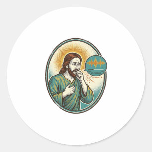 Jesus Coughing Mid Voice Note Audio Message Textin Classic Round Sticker
