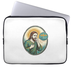 Jesus Coughing Mid Voice Note Audio Message Textin Laptop Sleeve