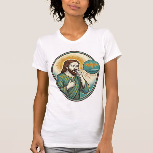 Jesus Coughing Mid Voice Note Audio Message Textin T-Shirt