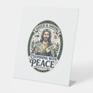 Jesus Coupon Thrift Frugal Shirt Faith Based Desig Pedestal Sign
