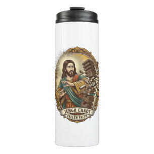 Jesus Crashing Party Jenga Tower Game Fail Humor_1 Thermal Tumbler