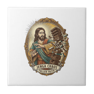 Jesus Crashing Party Jenga Tower Game Fail Humor_1 Tile