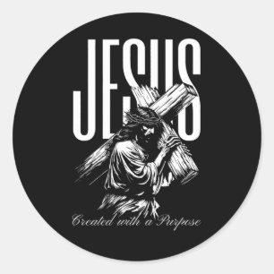 Jesus Created With A Purpose Vintage Faith Over Fe Classic Round Sticker