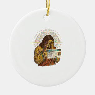 Jesus Cringing Ten Year Old Status Update Humor_1 Ceramic Tree Decoration