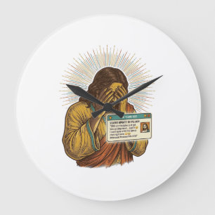 Jesus Cringing Ten Year Old Status Update Humor_1 Large Clock
