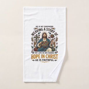 Jesus Crochet Knitting T-Shirt Inspirational Faith Hand Towel