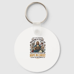 Jesus Crochet Knitting T-Shirt Inspirational Faith Key Ring