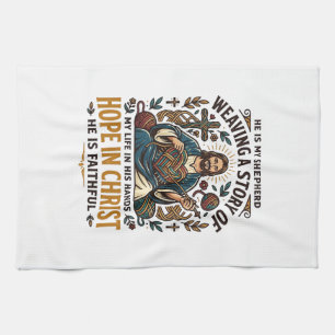 Jesus Crochet Knitting T-Shirt Inspirational Faith Tea Towel