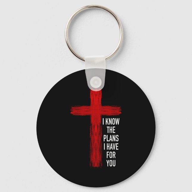 Jesus Cross Bible Verse Christian Long Sleeve  Key Ring (Front)