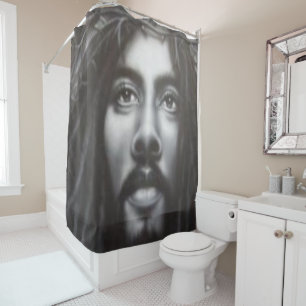 Jesus cross black white showercurtain shower curtain