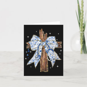 Jesus Cross Blue Coquette Bow Nurse Stethoscope Ch Card